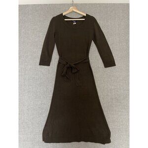 Y2K DFA New York Sweater Dress Womens Small Brown Knit with Belt